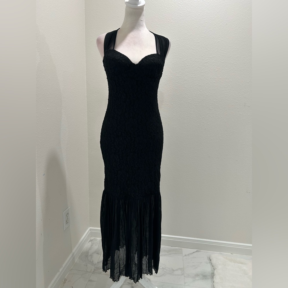 Florencia Fiume Vintage Black Evening Formal Cocktail Dress,